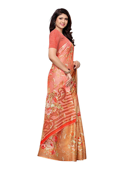 Peach, Pink, Multi Color Leno (Cotton Silk) Saree only in Bigswipe