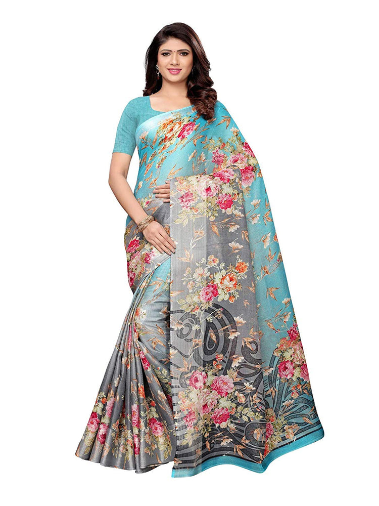 Blue, Grey, Multi Color Leno (Cotton Silk) Saree only in Bigswipe