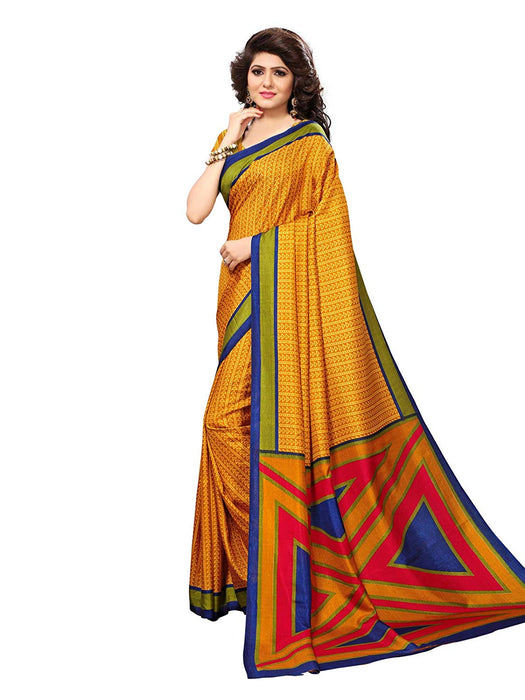 Yellow Color Art Silk (Vichitra Silk) Saree