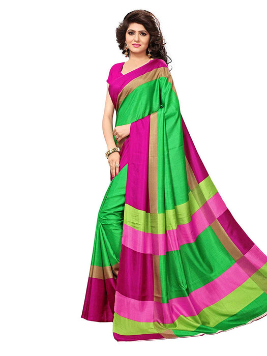 Green, Pink Color Art Silk (Vichitra Silk) Saree only in Bigswipe