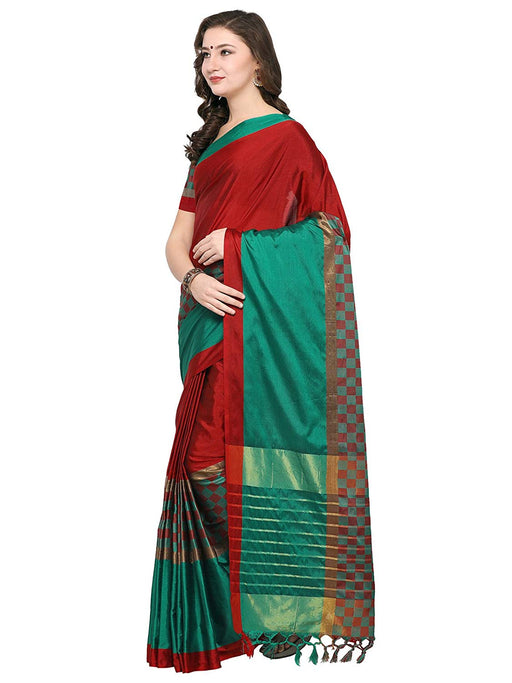 Maroon, Green Color Poly Silk Saree only in Bigswipe