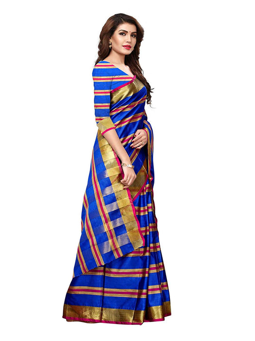 Blue, Golden Color Poly Silk Saree only in Bigswipe