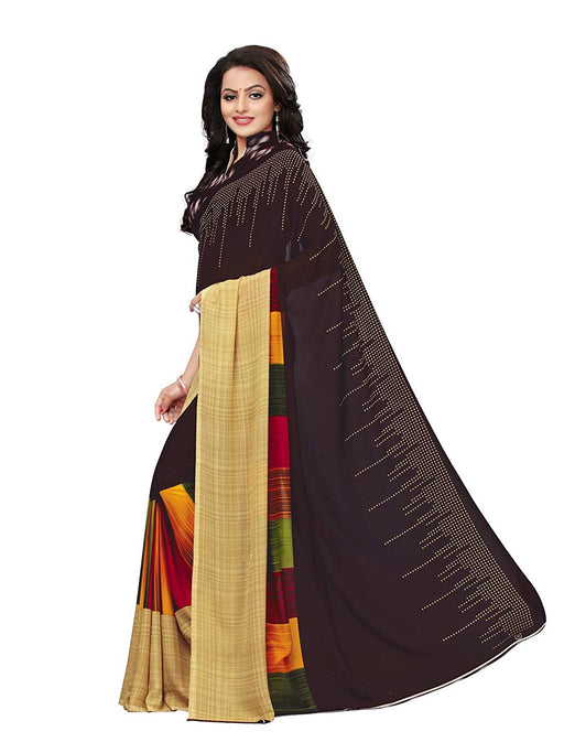 Brown, Multi Color Georgette Saree only in Bigswipe