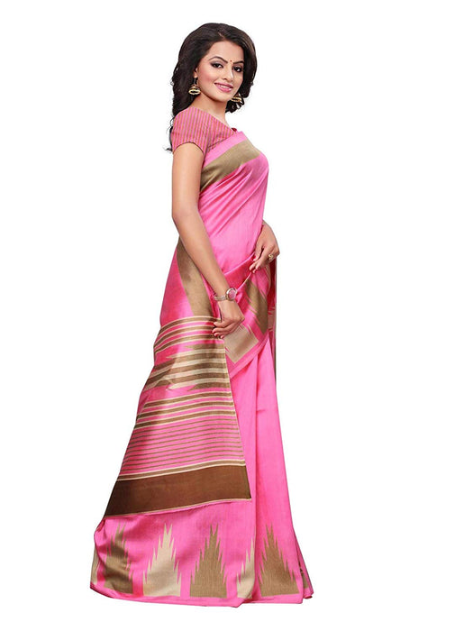 Pink, Multi Color Poly Silk Saree only in Bigswipe