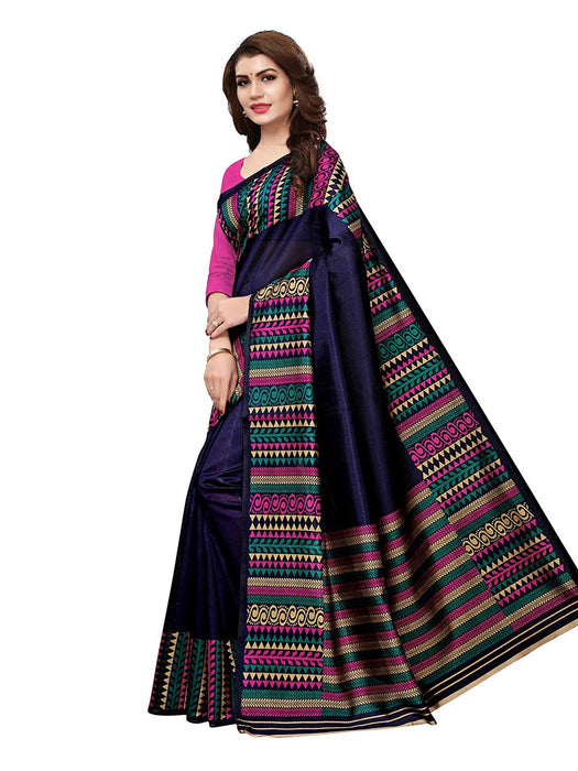 Navy Blue, Multi Color Kashmiri Silk (Art Silk) Saree only in Bigswipe