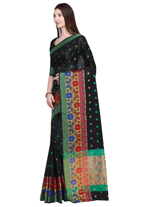 Black Color Chanderi Silk Saree only in Bigswipe