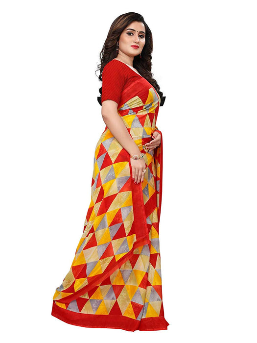 Red, Multi Color Georgette Saree