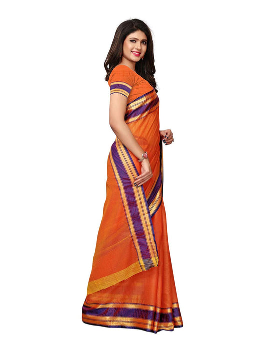 Orange Color Cotton Silk Saree only in Bigswipe