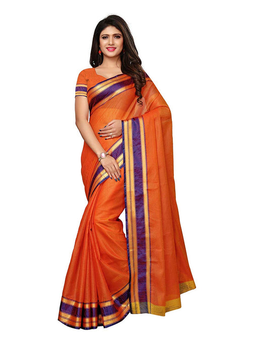 Orange Color Cotton Silk Saree only in Bigswipe