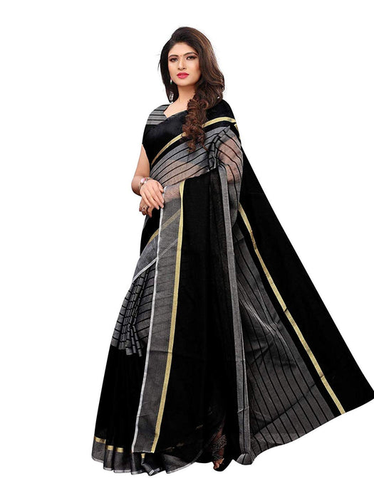 Black Color Cotton Silk Saree only in Bigswipe