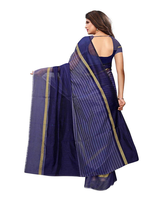 Navy Blue Color Cotton Silk Saree only in Bigswipe