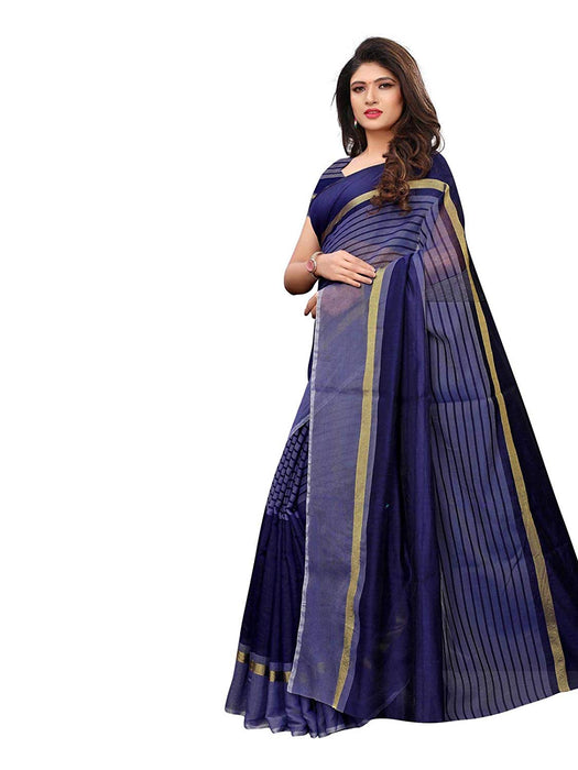 Navy Blue Color Cotton Silk Saree only in Bigswipe