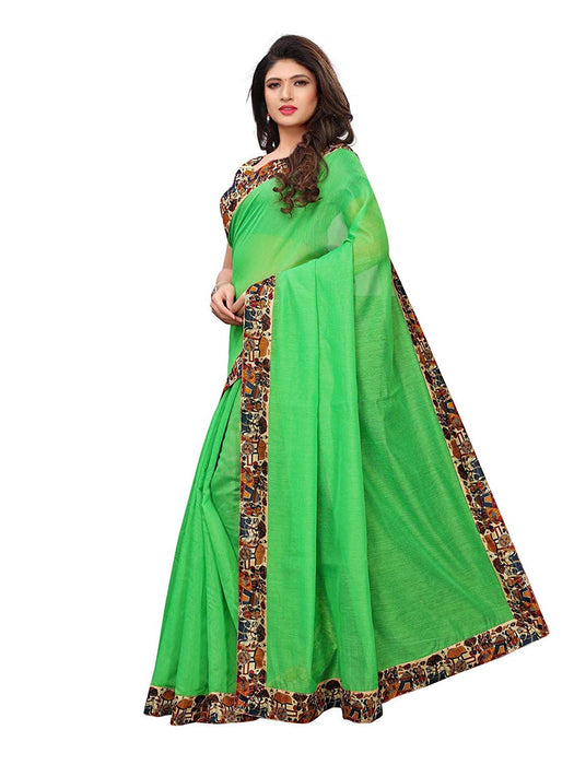 Green Color Chanderi Silk Saree only in Bigswipe