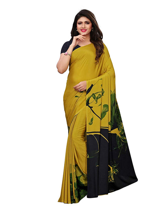 Green, Black Color Crepe Saree only in Bigswipe