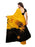 Yellow, Black Color Crepe Saree