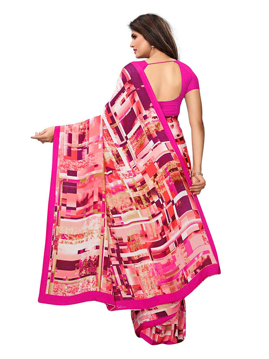 Pink, Multi Color Crepe Saree only in Bigswipe