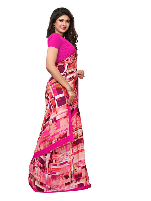 Pink, Multi Color Crepe Saree only in Bigswipe