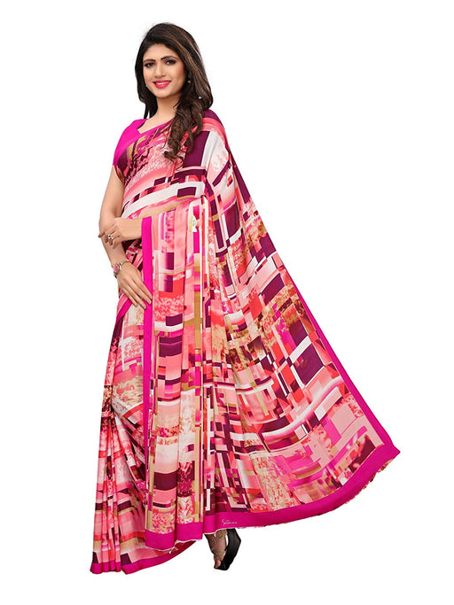 Pink, Multi Color Crepe Saree only in Bigswipe