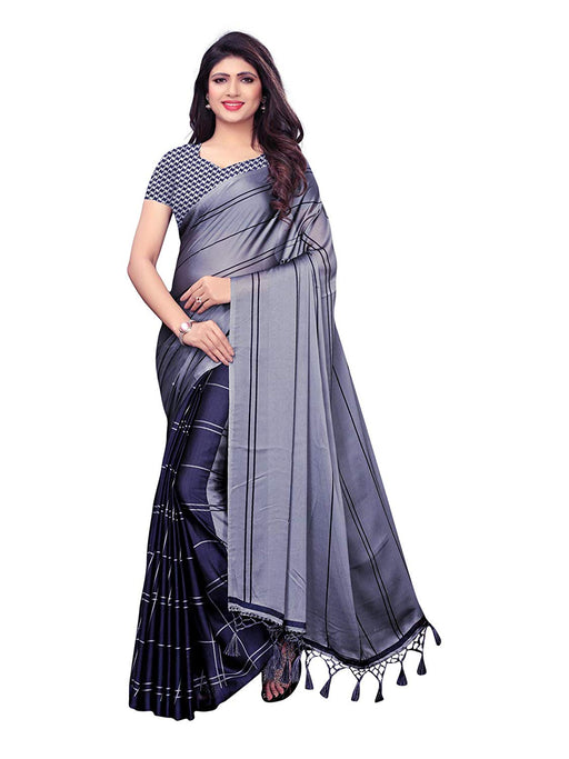 Navy Blue, Grey Color Chiffon Georgette Saree only in Bigswipe