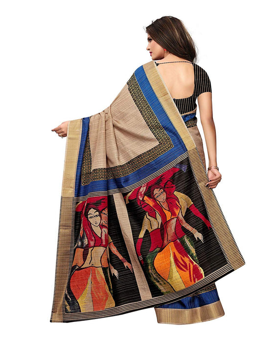 Beige, Multi Color Vichitra Silk (Poly Silk) Saree only in Bigswipe