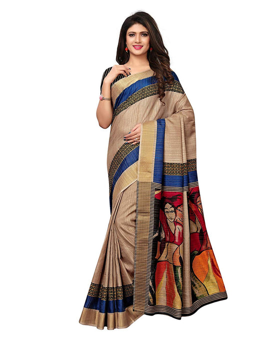 Beige, Multi Color Vichitra Silk (Poly Silk) Saree only in Bigswipe