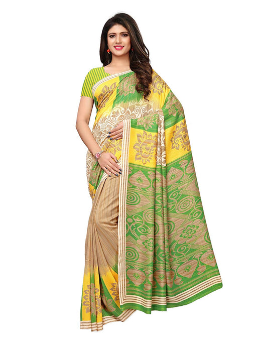 Beige, Green, Multi Color Vichitra Silk (Poly Silk) Saree only in Bigswipe