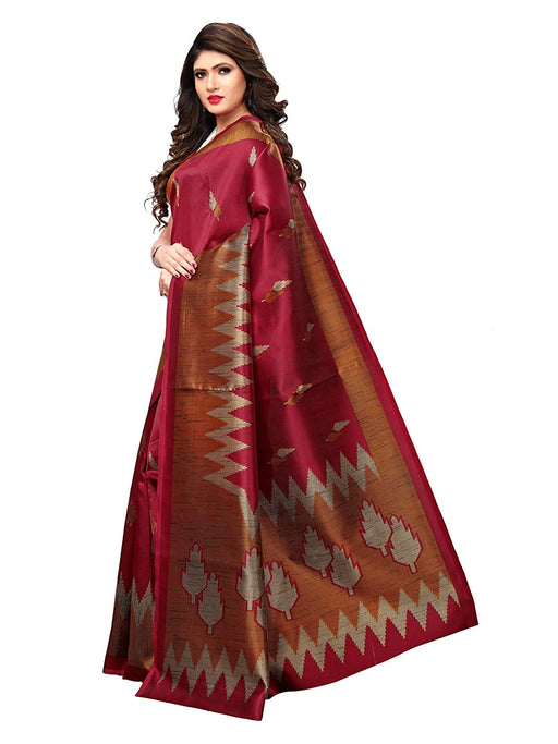 Maroon, Brown, Multi Color Poly Silk Saree only in Bigswipe