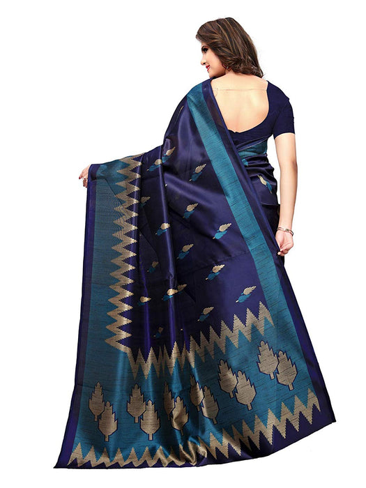 Navy Blue, Multi Color Poly Silk Saree only in Bigswipe