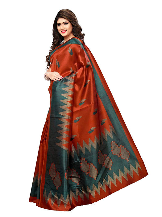 Brown, Multi Color Poly Silk Saree only in Bigswipe