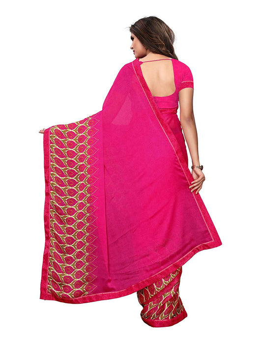 Pink, Multi Color Chiffon Saree only in Bigswipe