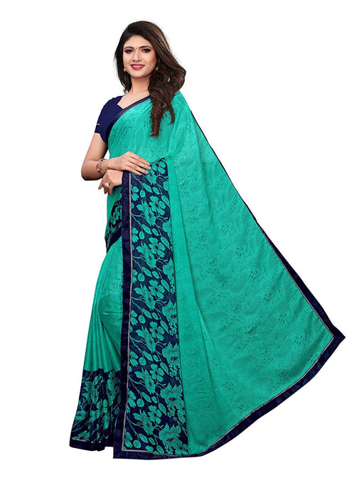 Turquoise, Multi Color Chiffon Saree