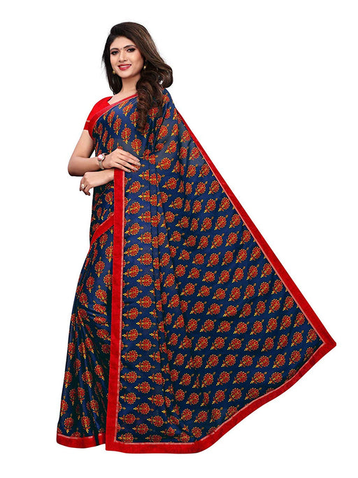 Navy Blue, Multi Color Chiffon Saree only in Bigswipe