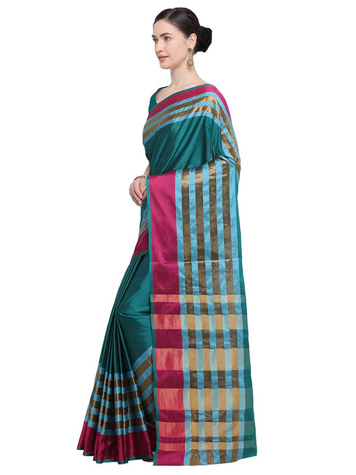 Turquoise, Magenta Color Poly Silk Saree