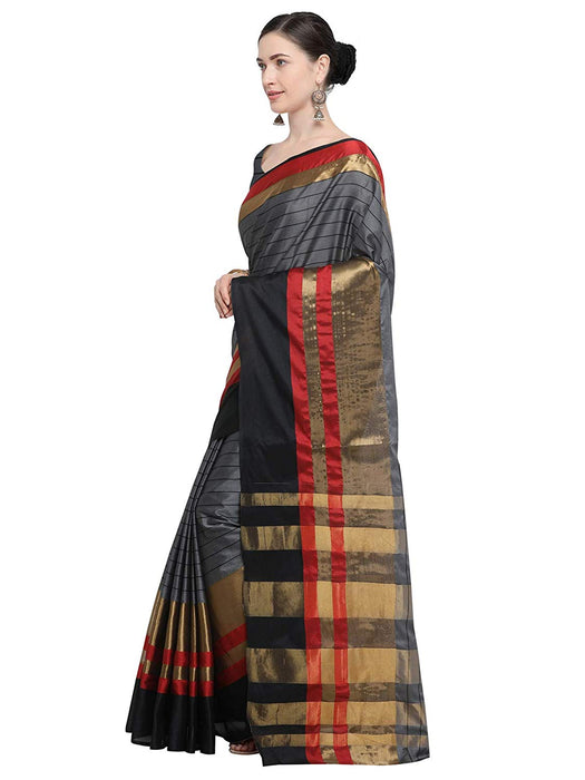 Grey, Black Color Poly Silk Saree only in Bigswipe