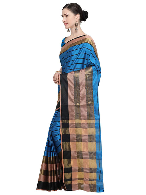 Blue, Peach Color Poly Silk Saree only in Bigswipe