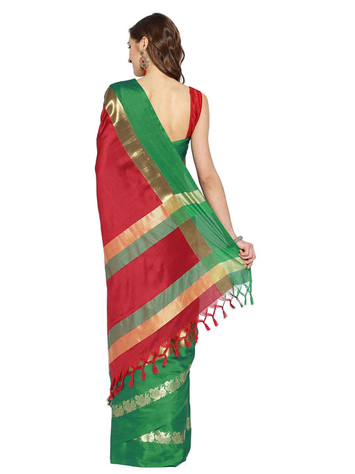 Maroon, Green Color Poly Silk Saree only in Bigswipe