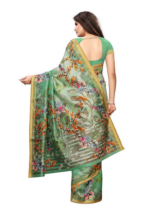 Green, Multi Color Bhagalpuri Silk Saree only in Bigswipe