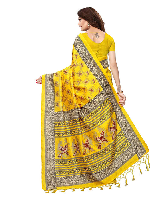 Yellow, Beige Color Art Silk (Kashmiri Silk) Saree