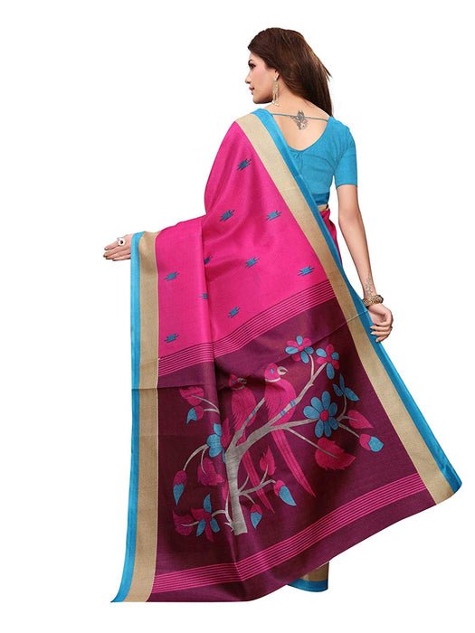 Pink, Purple, Multi Color Art Silk (Khadi Silk) Saree only in Bigswipe