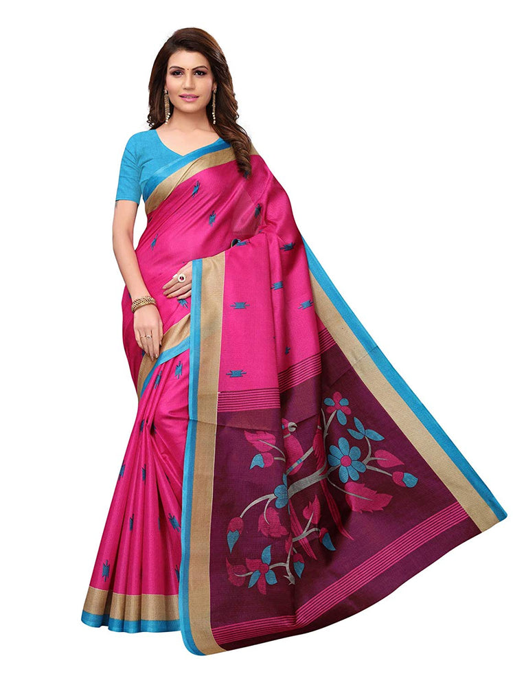 Pink, Purple, Multi Color Art Silk (Khadi Silk) Saree only in Bigswipe