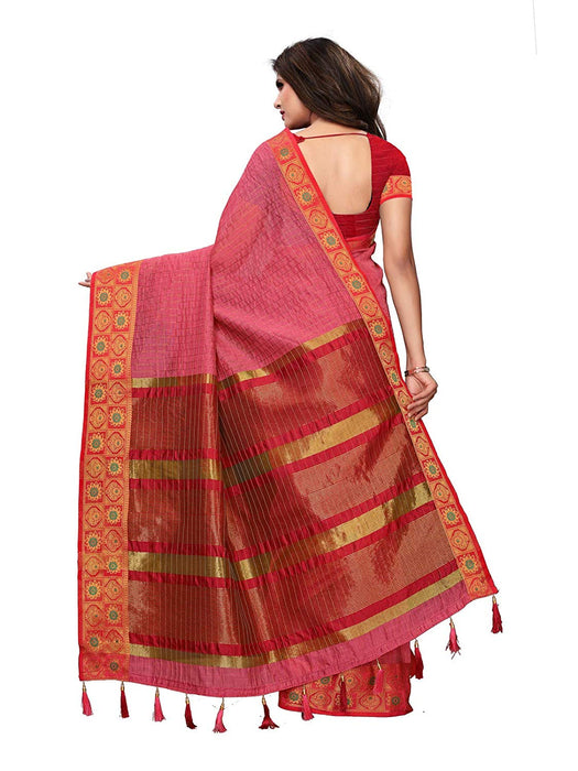 Pink Color Chanderi Silk Saree only in Bigswipe