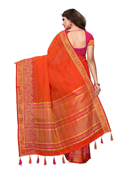 Orange Color Chanderi Silk Saree only in Bigswipe