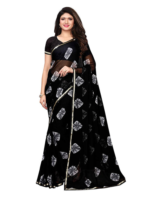 Black Color Chiffon Saree only in Bigswipe