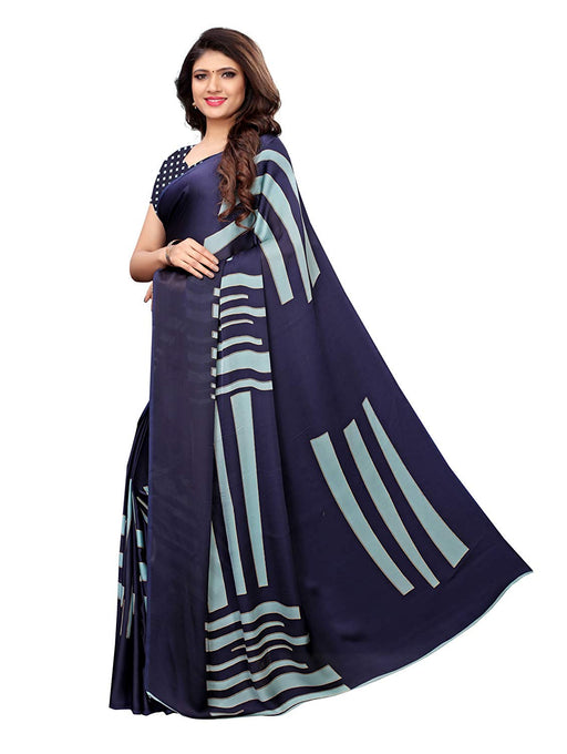 Navy Blue, Turquoise Color Satin Saree only in Bigswipe