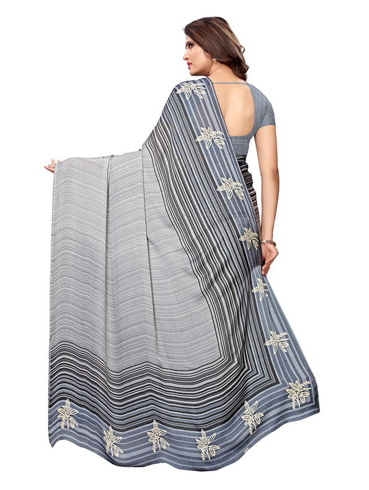 Grey, Multi Color Satin Saree only in Bigswipe