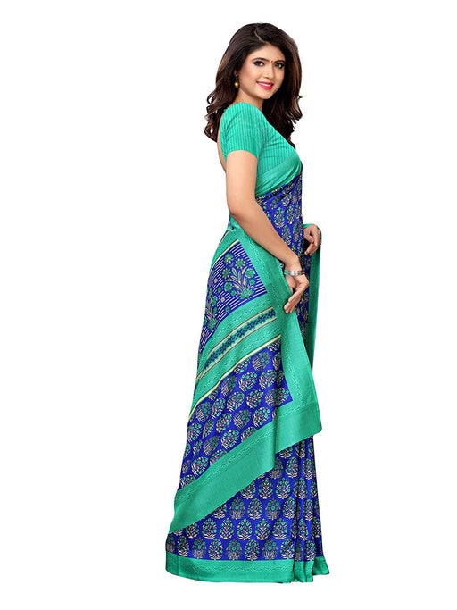 Blue, Green Color Vichitra Silk (Art Silk) Saree only in Bigswipe