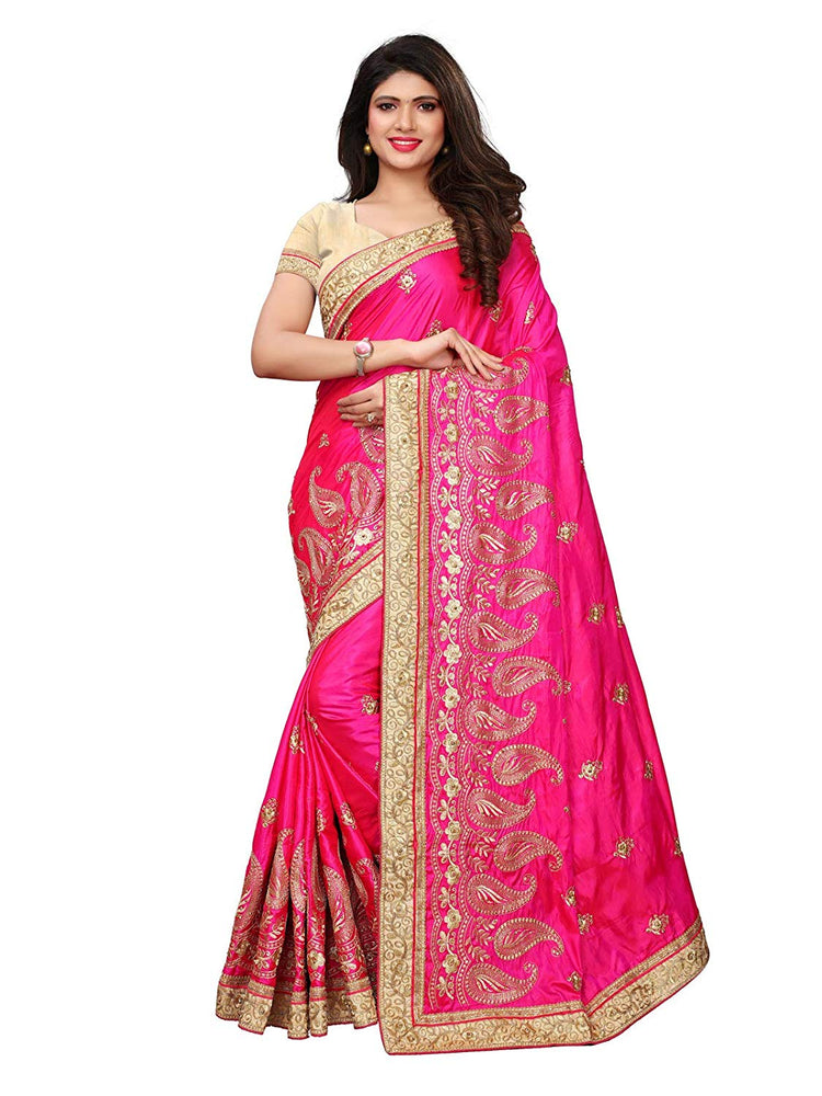 Pink Color Poly Silk Saree only in Bigswipe