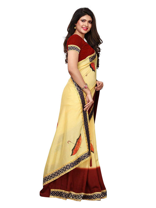 Beige, Brown Color Poly Silk Saree only in Bigswipe