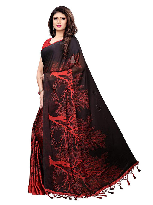 Maroon, Black Color Shimmer (Chiffon) Saree only in Bigswipe