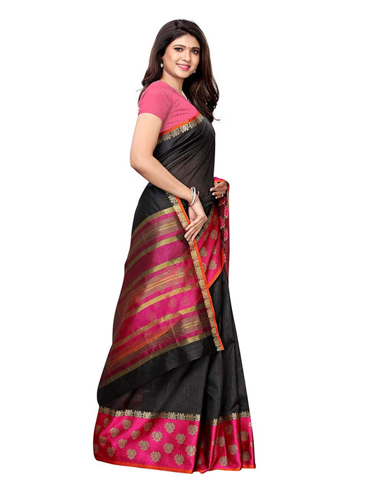 Black Color Poly Silk Saree only in Bigswipe